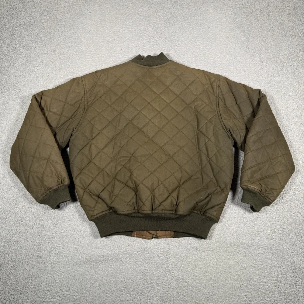 Polo Ralph Lauren Jacket Mens Medium Brown Oilcloth Diamond Quilted Bomber Waxed